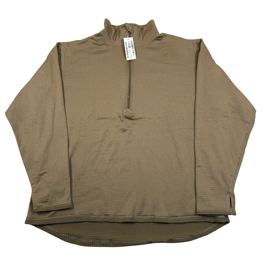 US Military ECWCS Gen III Level 2 Grid Fleece Shirt Mens Large-Long Tan Waffle